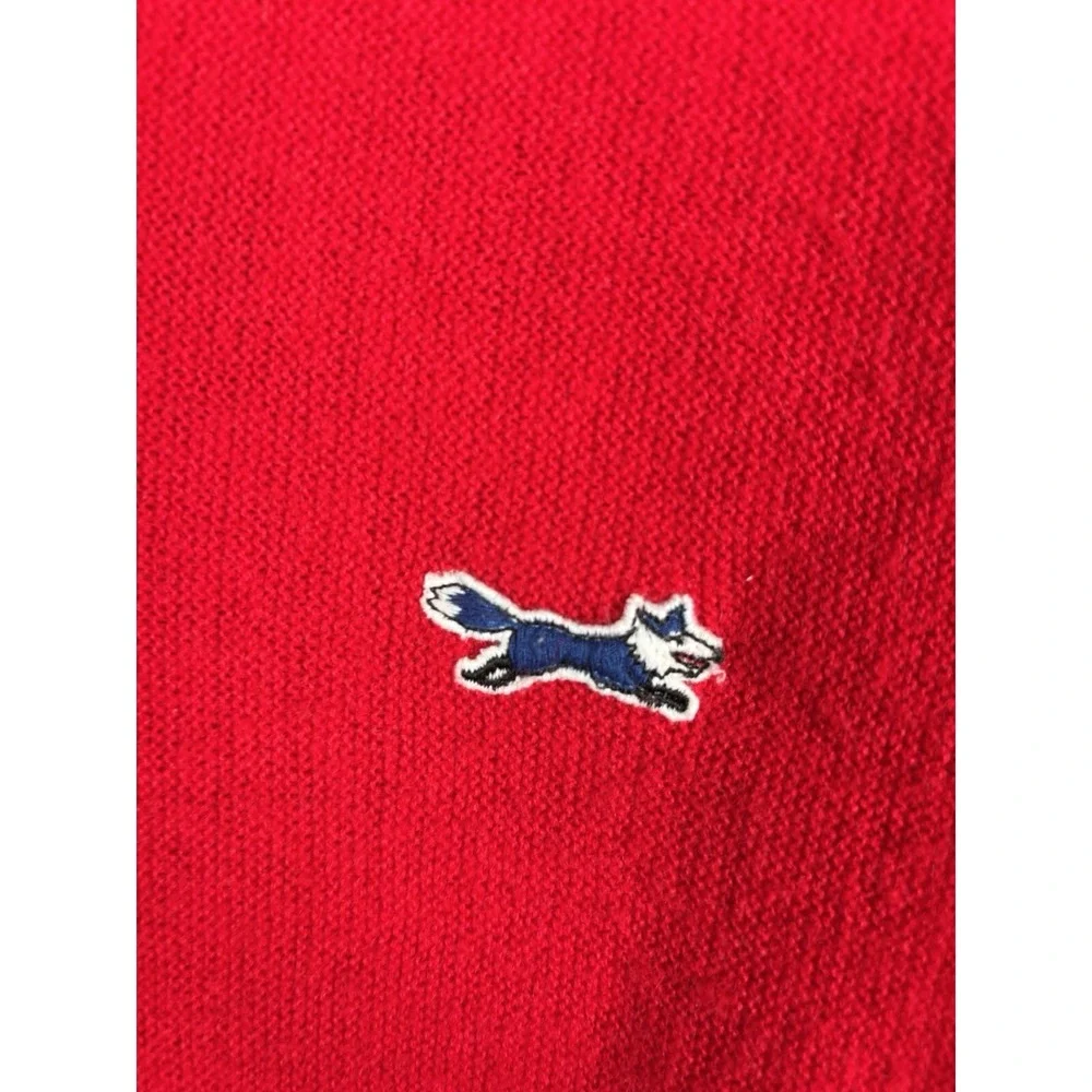 Vintage JC Penney Fox Sweater Men's S Small Red V-Neck Union Made USA 3469